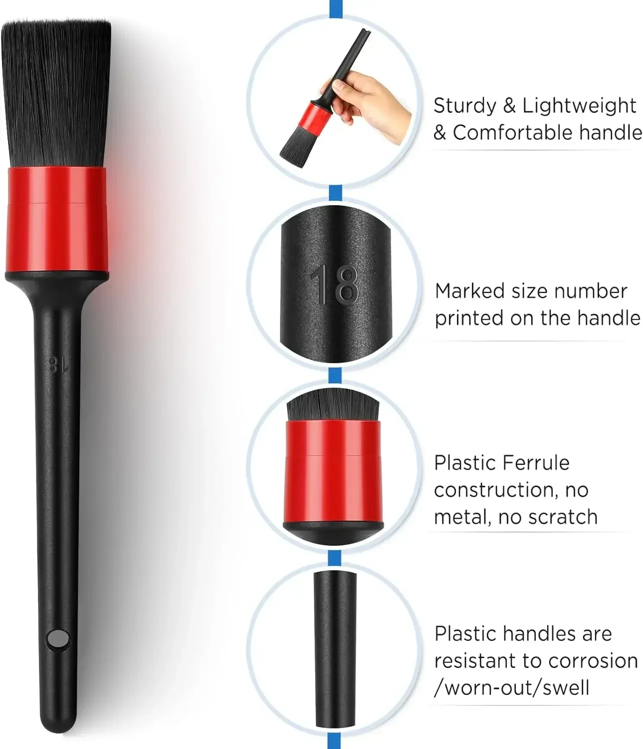 Car Detailing Brush Set for Cleaning Wheels Dashboards Vents and More Car Cleaning Brushes Car Accessories 6Pcs