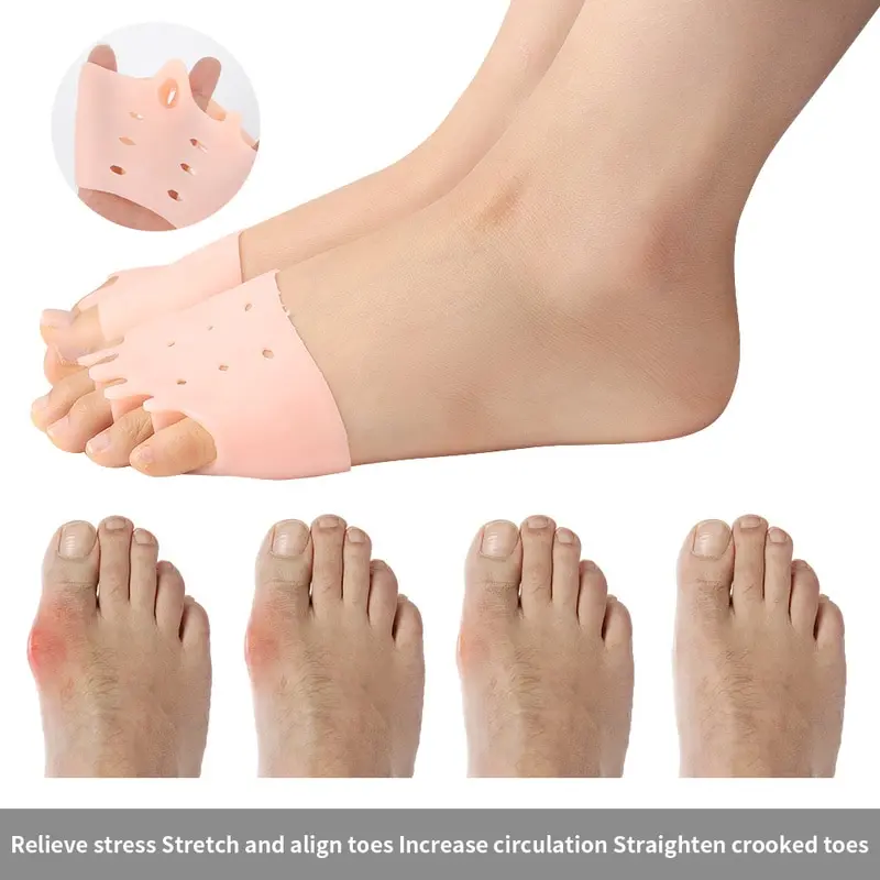 Silicone Forefoot Pads Gel Insoles Pads Toe Separator Cushion Pad Pain Relief Insoles Finger Toe Valgus Corrector Gel 2pcs