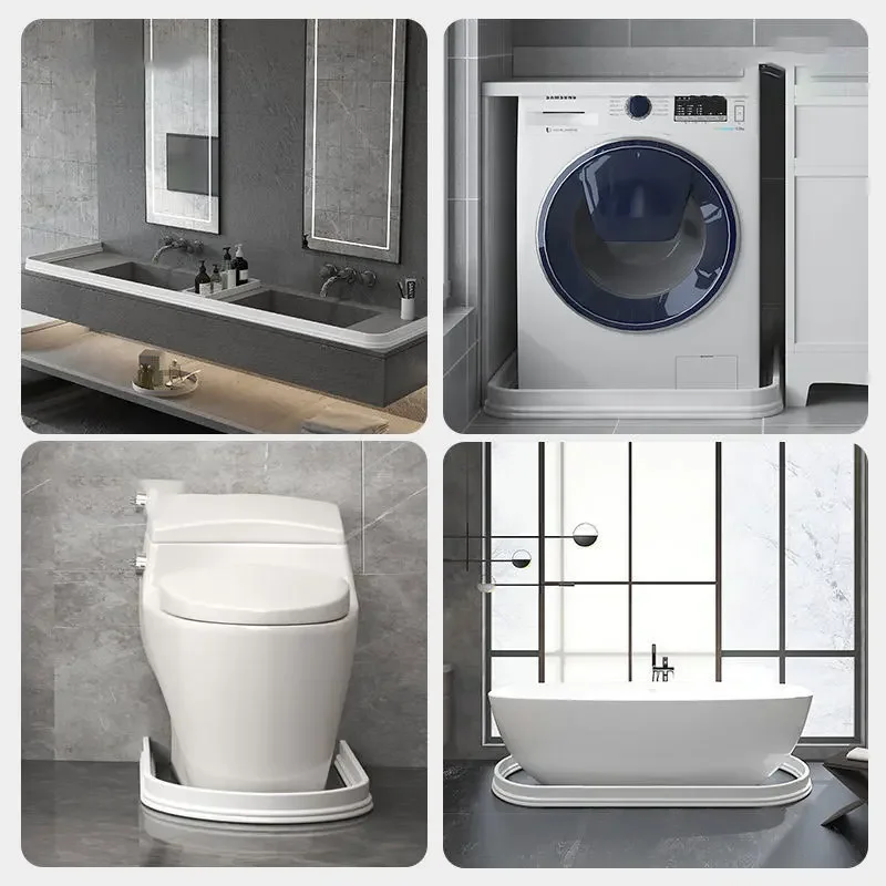 Toilet Bathroom Shower Room Water Retaining Strip Wet Dry Separation Self-adhesive Water Barriers Washing Machine Stopper
