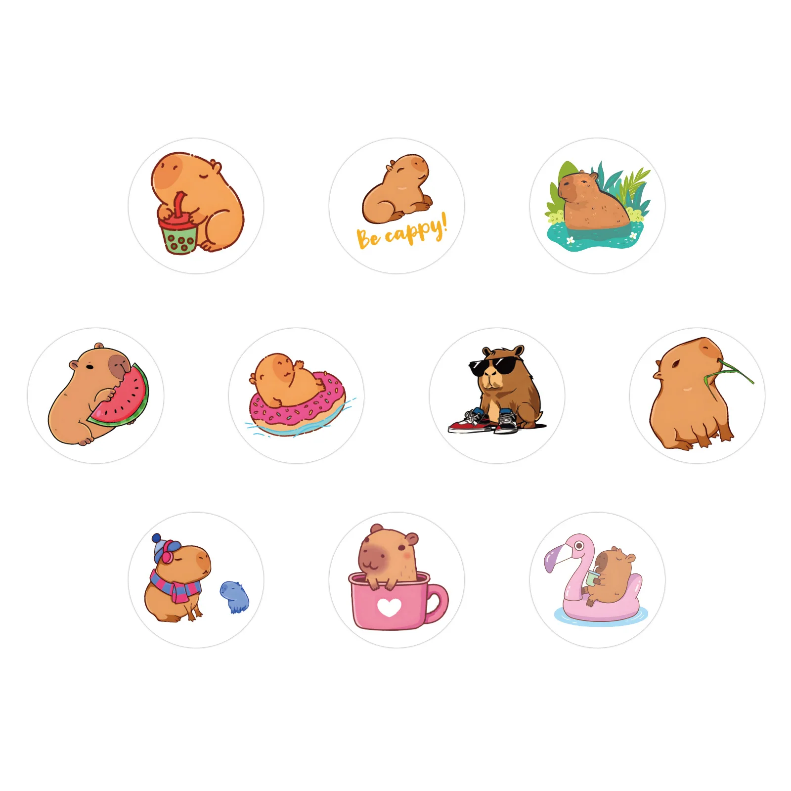 100-500 Stück süße pralle Capybara Cartoon braune Tiere Aufkleber DIY Scrapbook Telefon Belohnung Siegel Label Wandaufkleber Kinderspielzeug – Detail 5