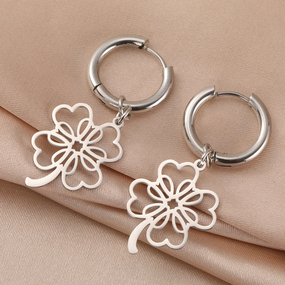 Dawapara Lucky Four Leaf Clover Damen Ohrringe Irish Knot Shamrock Charm Edelstahl Schmuck Valentinstag Geschenk – Detail 31