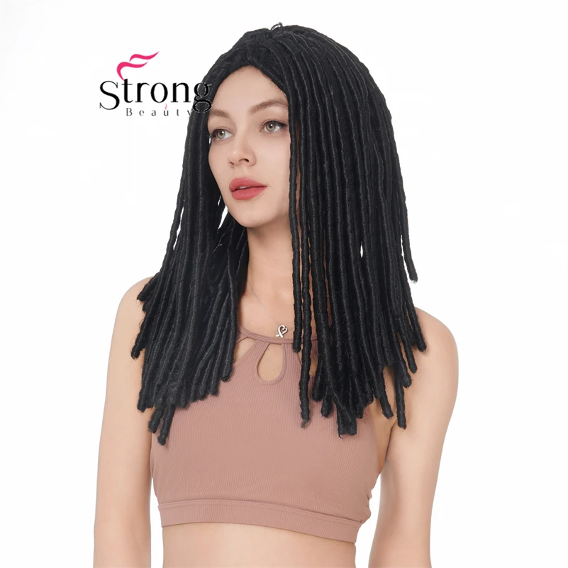 Strongbeauty длинные черные 18 дюймовые модные плетеные синтетические парики для женщин