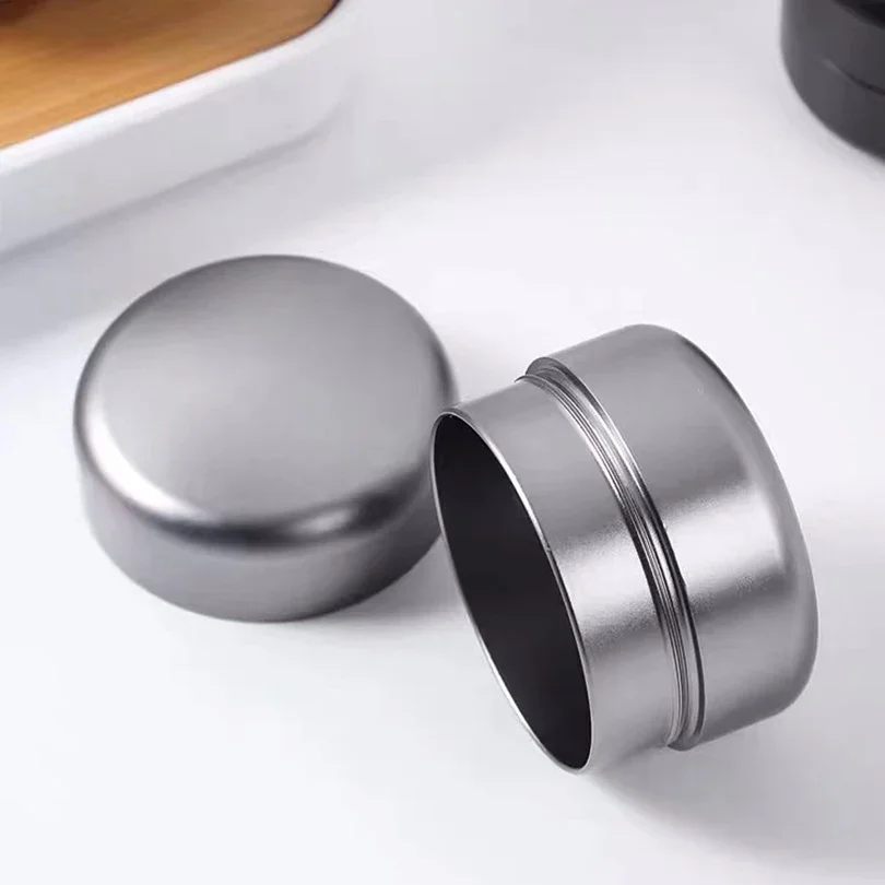 1pc Mini Food Nut Candy Storage Container Portable Sealed Jar Metal Box Aluminum Alloy Travel Moisture-proof Solid Color Tea Can
