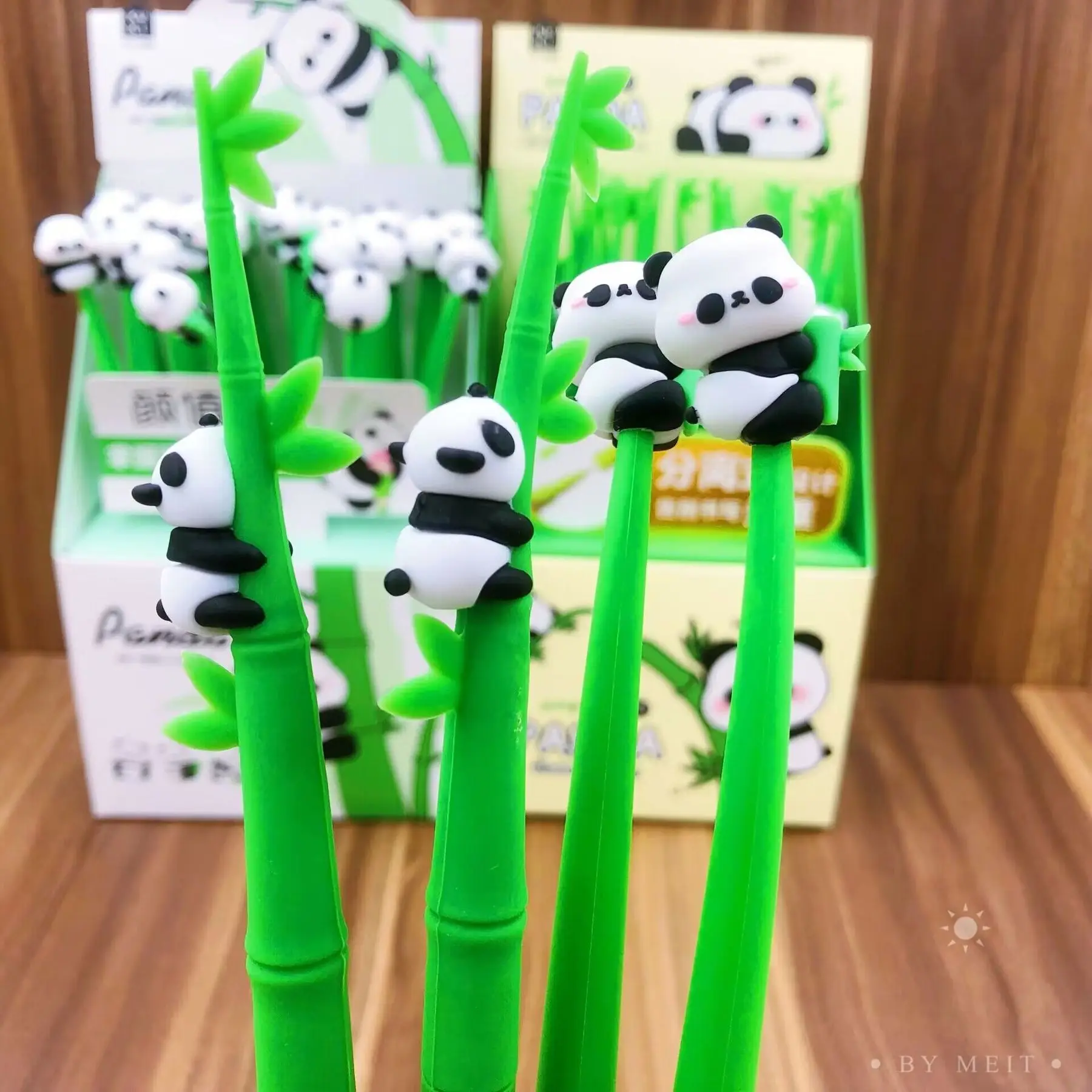 1 Stück Schreibwaren, niedlicher Cartoon, großer Panda, Bambus-Schaukel-Gelstift, Schule, Mode, Büro, Kawaii-Zubehör, Tiere – Detail 2