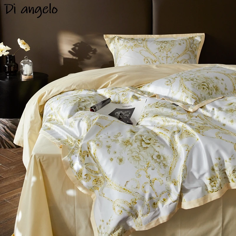 Luxury Egyptian 100% Cotton Bedding Set Queen King Bedding Set Embroidery Duvet Cover Bed Sheet Set