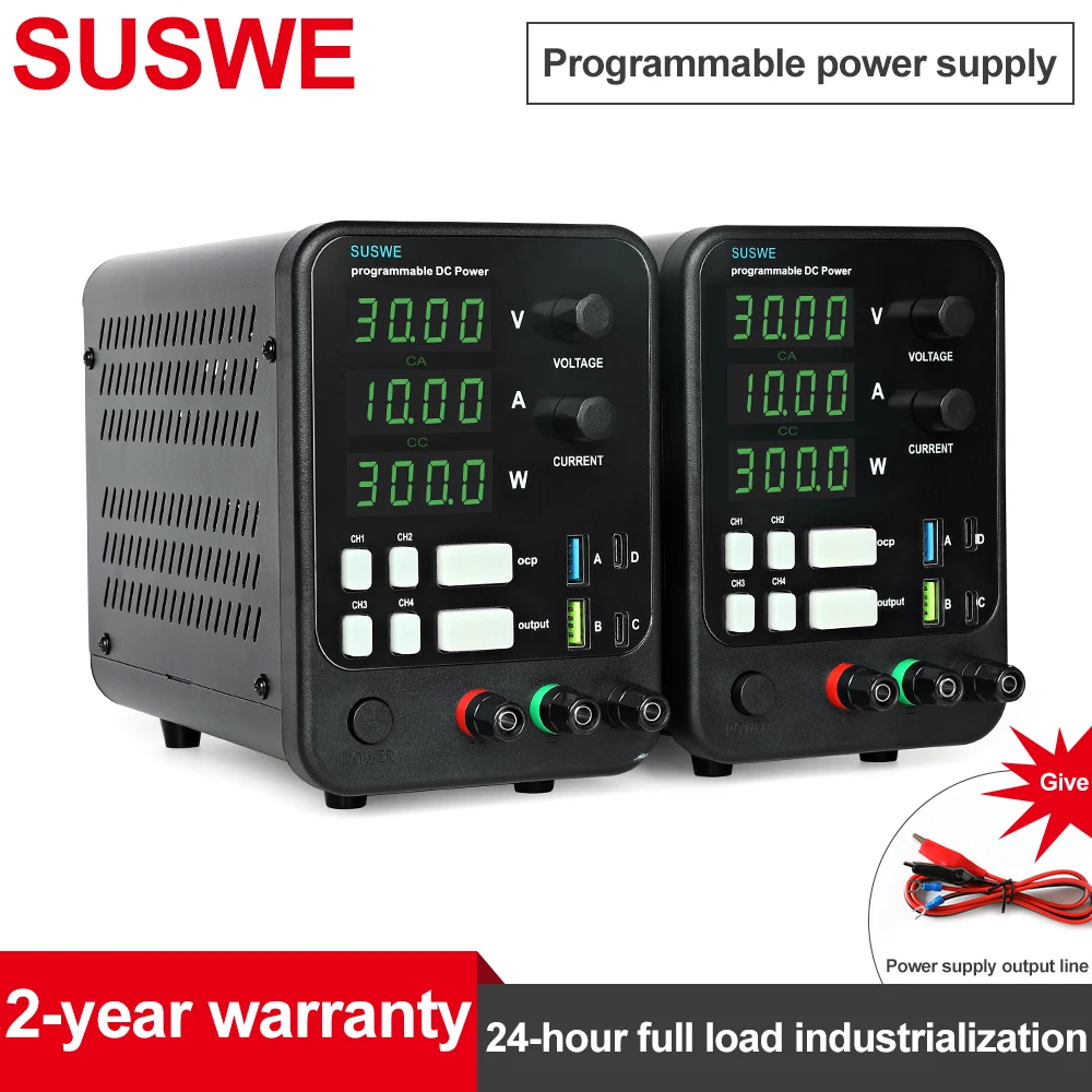 

SUSWE 30V 10A DC Power Supply Adjustable Digit Display Laboratory Power Supplies Voltage Regulator 60V 5A 120V 3A Repair