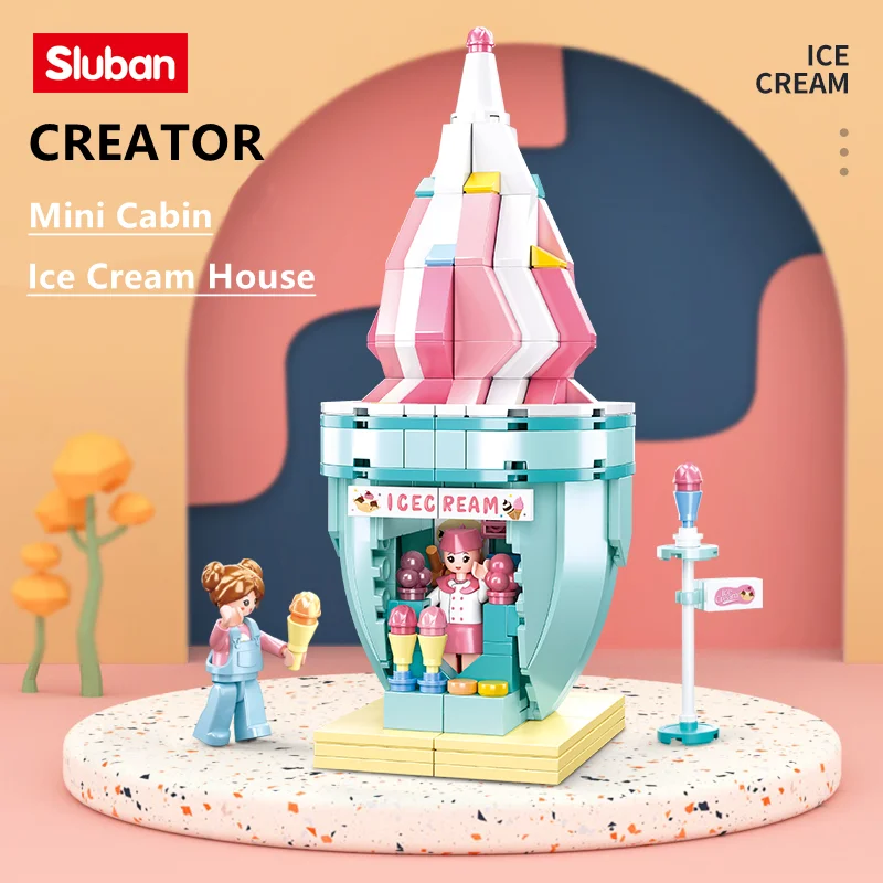 

Sluban Building Block Toys Girls Dream Creator B0917 Ice Cream House 247PCS Mini Cabin Bricks Compatbile With Leading Brands