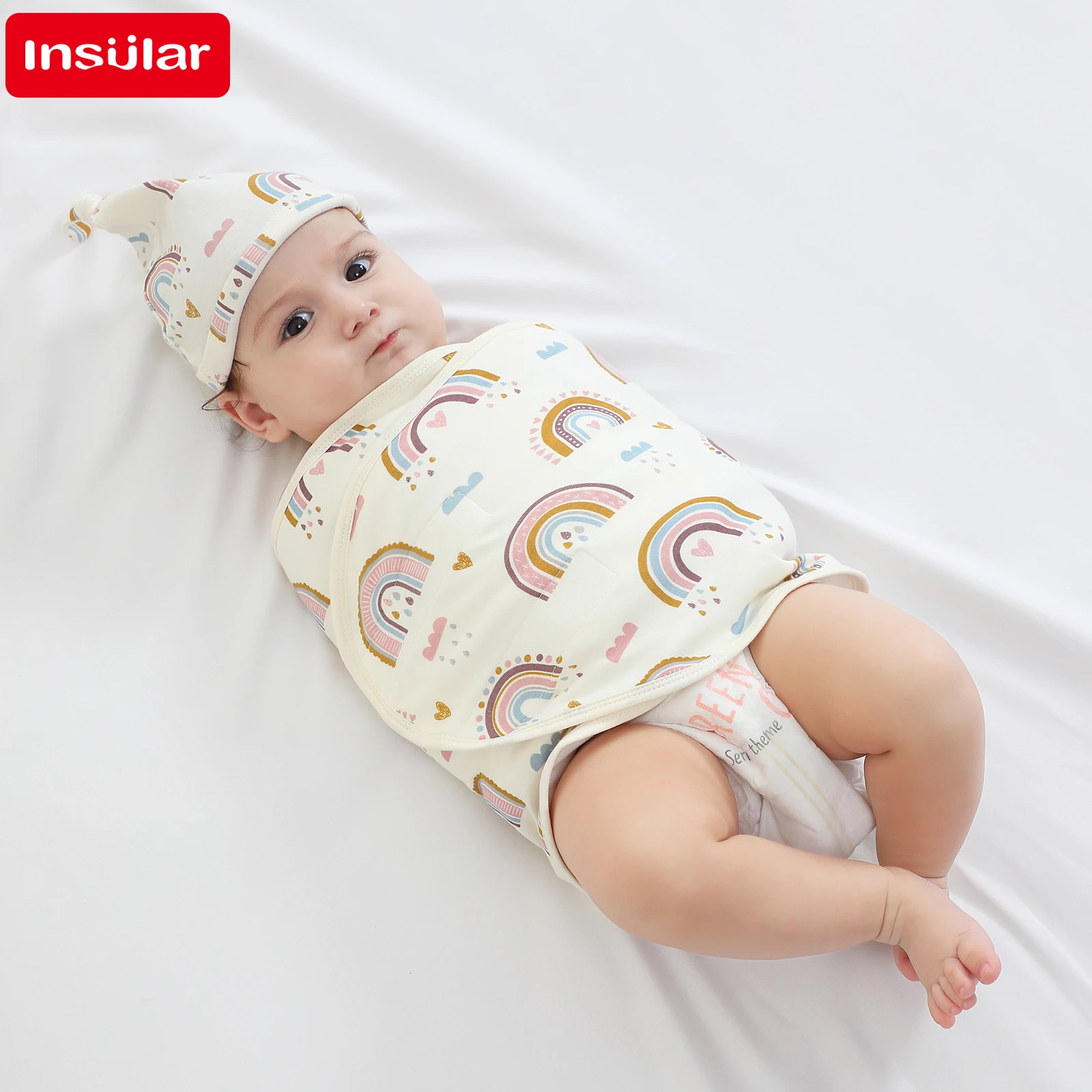 Baby Wrap Blanket Newborn Swaddle Tie Anti Startle Jump Summer Thin Cotton Soft Diaper Changing Bilayer