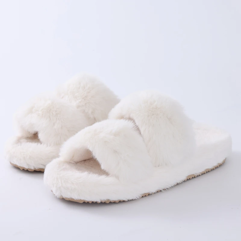 Shevalues Winter-Plüschfutter-Damenhausschuhe, Fell, weiche Sohle, Innenrutschen, rutschfeste Baumwollrutschen, pelzige warme Hausschuhe für Frauen – Detail 10