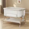 Baby Crib Headboard Shaker with Mattress and Soft Breathable Bed Sheet, Fully Mesh Side, 6 Adjustable Heights, 3 in 1 1