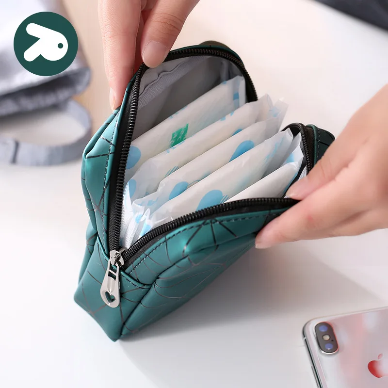 

Girls Sanitary Napkin Pad Pouch PU Leather Tampon Storage Bag Portable Makeup Lipstick Key Earphone Data Cables Travel Organizer