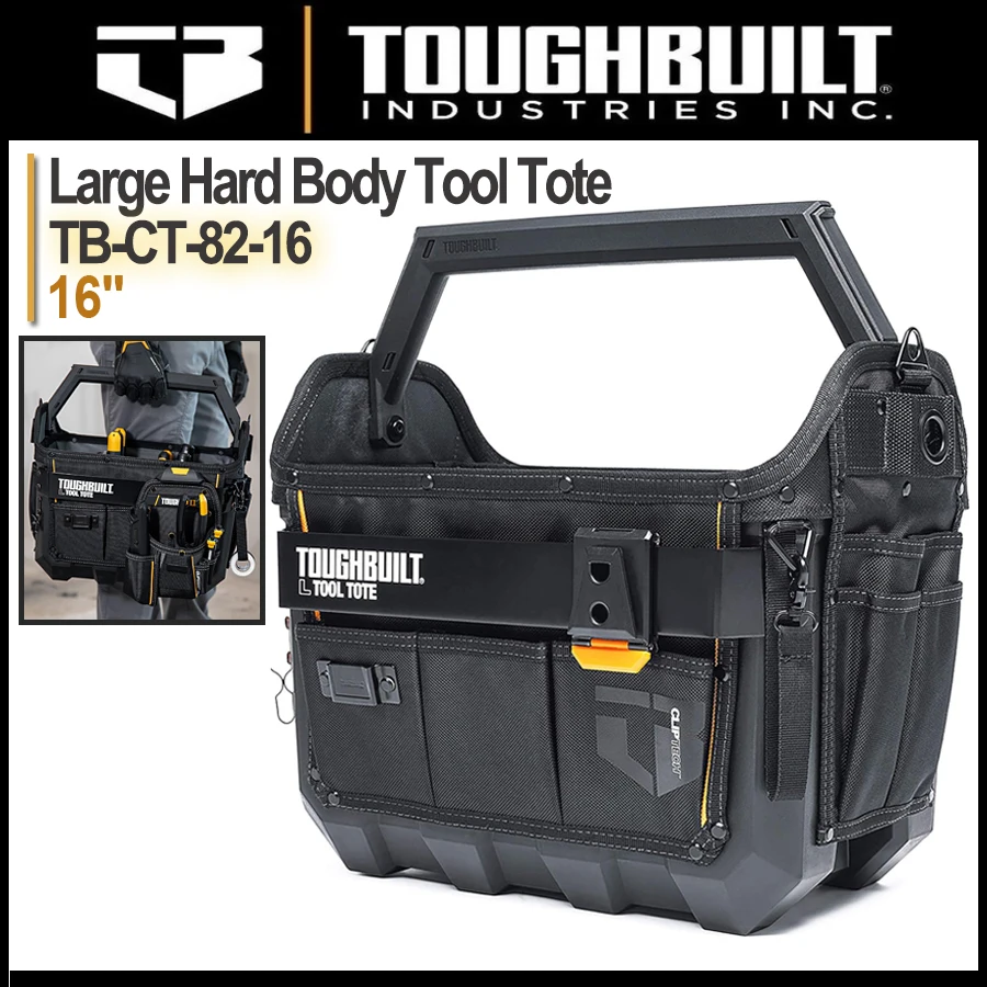 TOUGHBUILT 12&rdquo;/16" TB-CT-82-12/16 Medium/Large Tool Tote Oxford Cloth Waterproof Hard Bottom Tool Box Portable Storage Bag