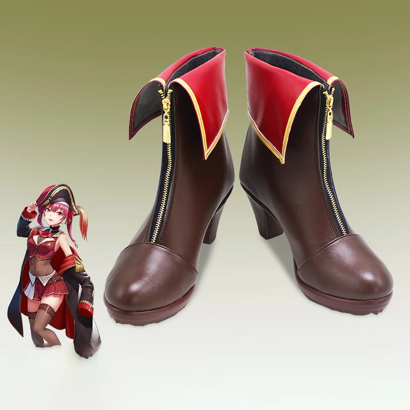 

New Anime Hololive Vtuber Houshou Marine Cosplay Boots Shoes Halloween Aksesori Dibuat Sesuai Pesanan
