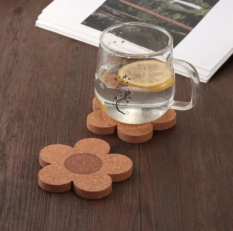 Cork Coasters Drinks Reusable Coaster Natural Cork 4 inch Flower Shape Wood Coasters  Cork Coasters For Desk Glass Table SN4061 - AliExpress