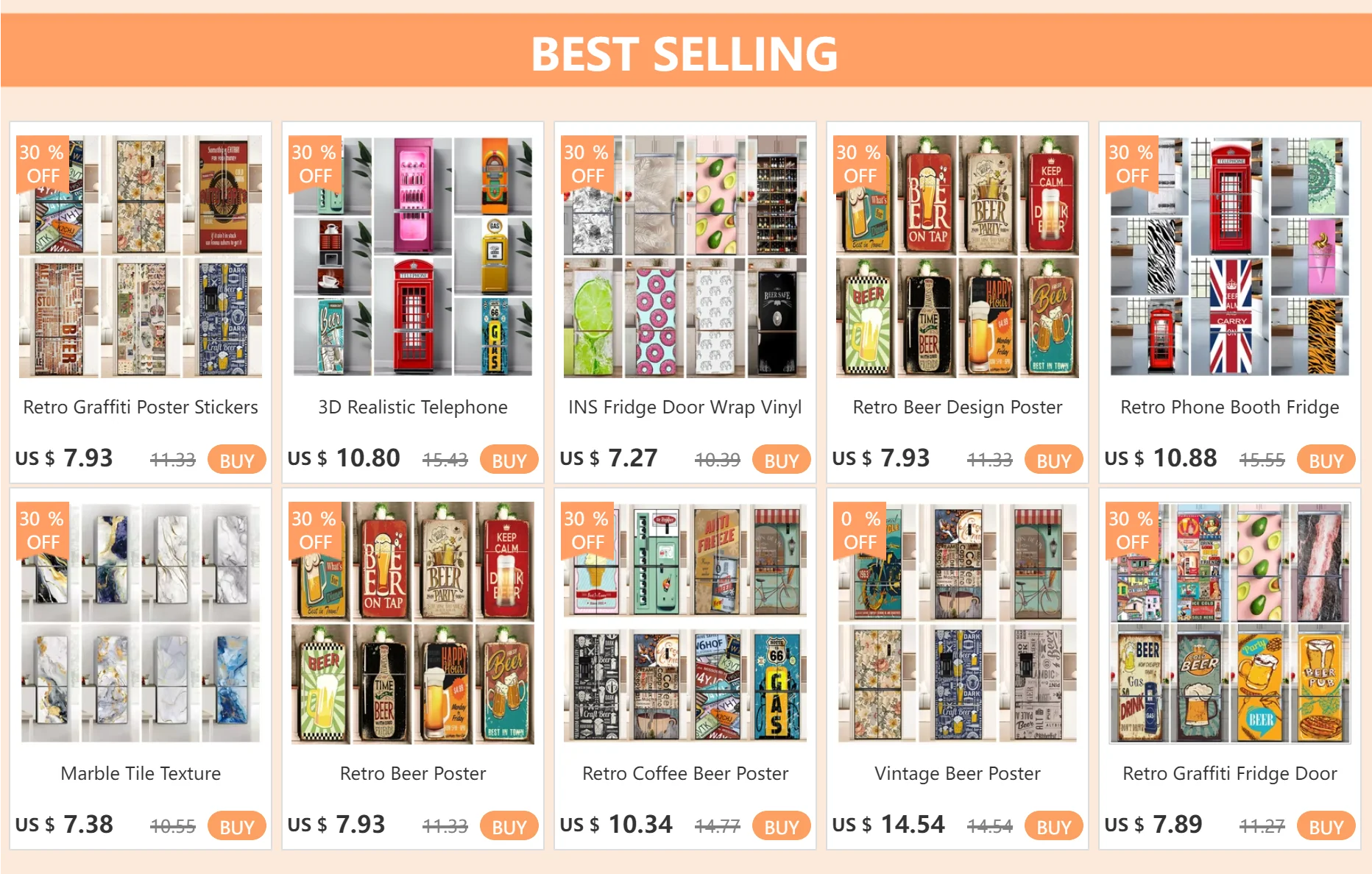 Marble Texture Tile Background Refrigerator Door Sticker Decorations Waterproof Kitchen Abstract Tiles Fridge Door Wrap Cover
