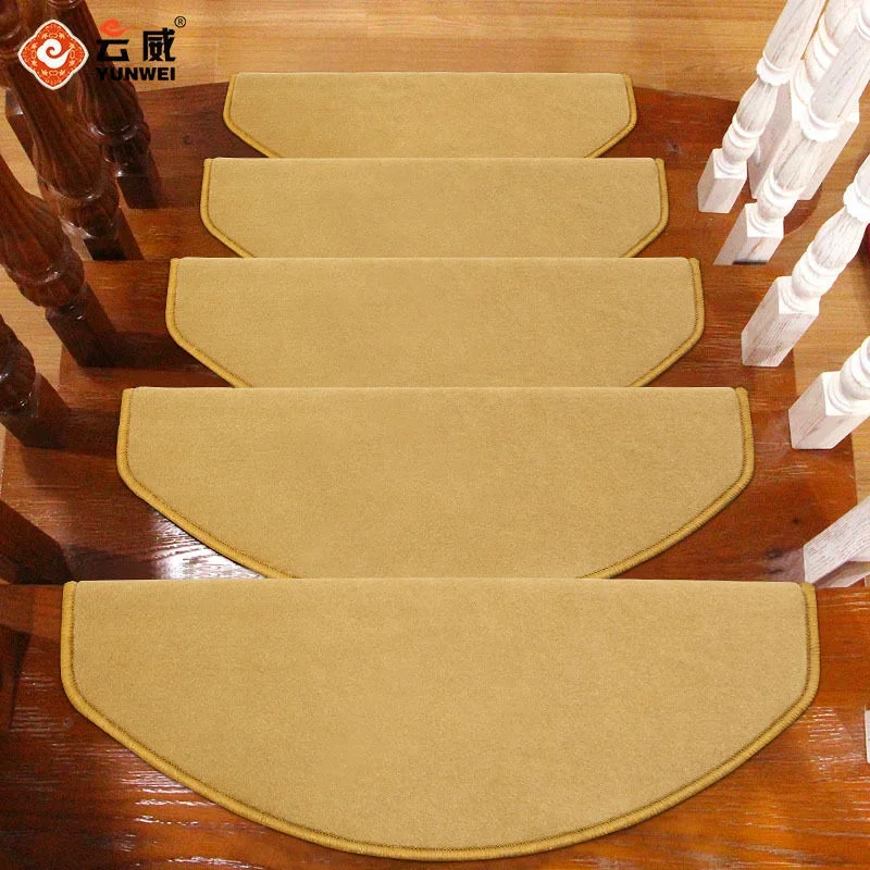 Solid color stair step mat free glue self-adhesive household solid wood marble step non-slip mat spiral stair step mat