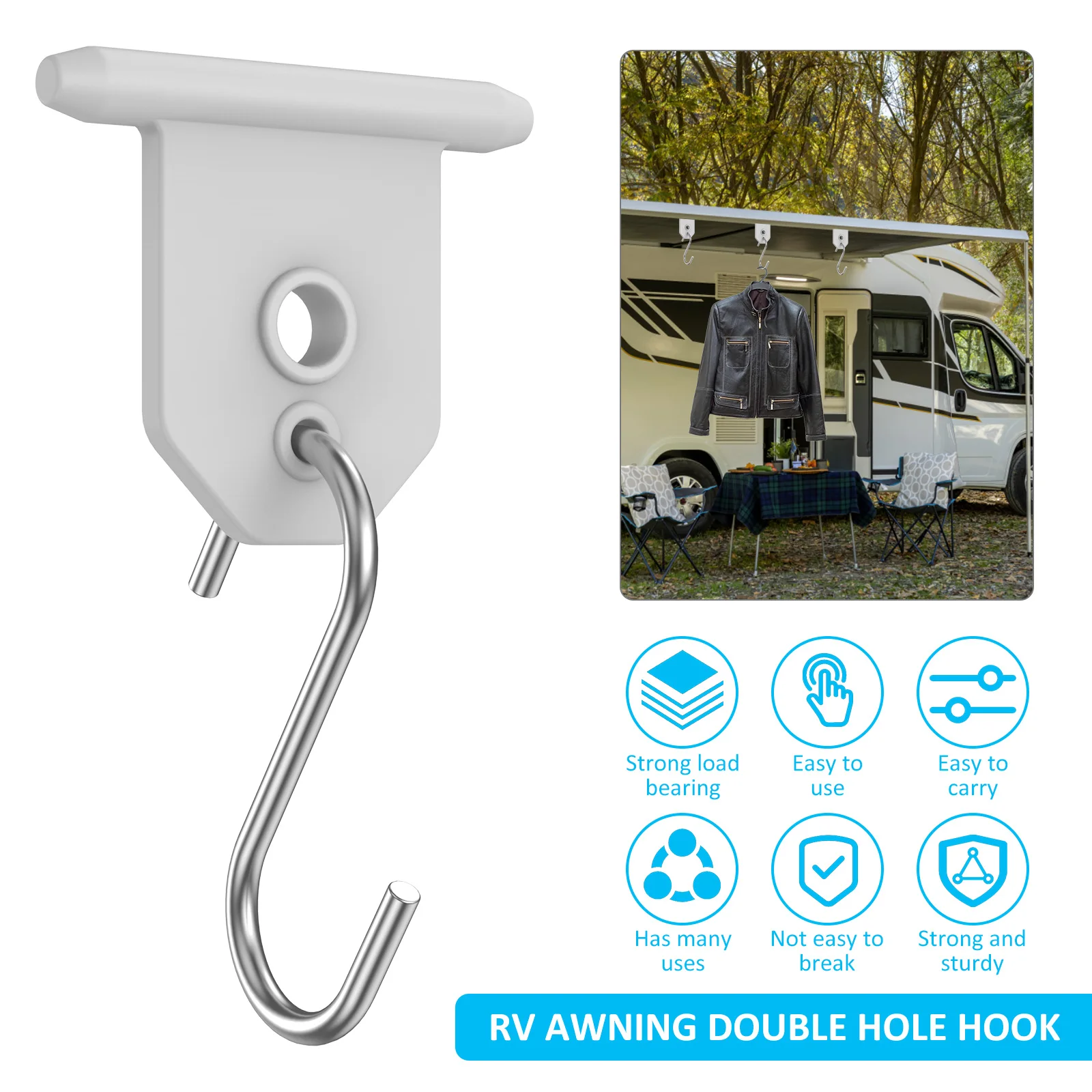 Metal RV Awning Hooks for Camping Sun Shade