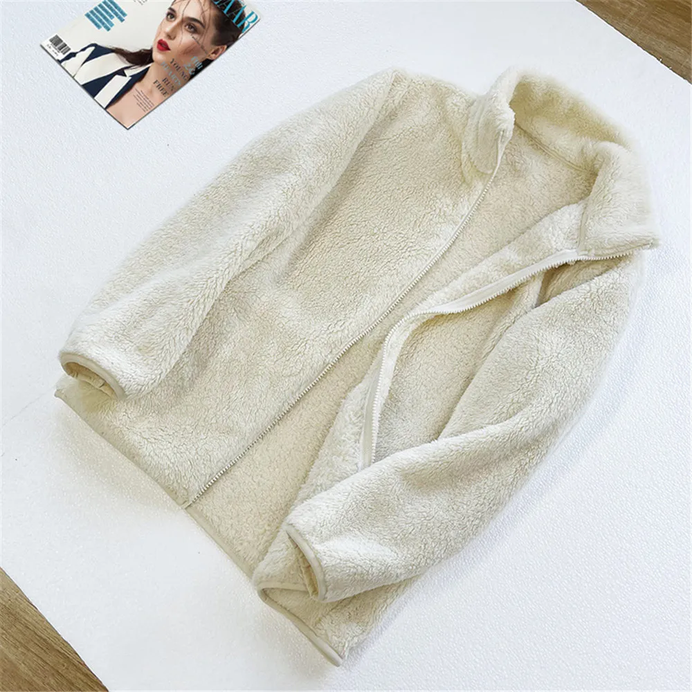 Y2Ktrend2024 Autumn/Winter Women'S Long Fleece Zipper  For Warmth Preservation, Double Sided Co