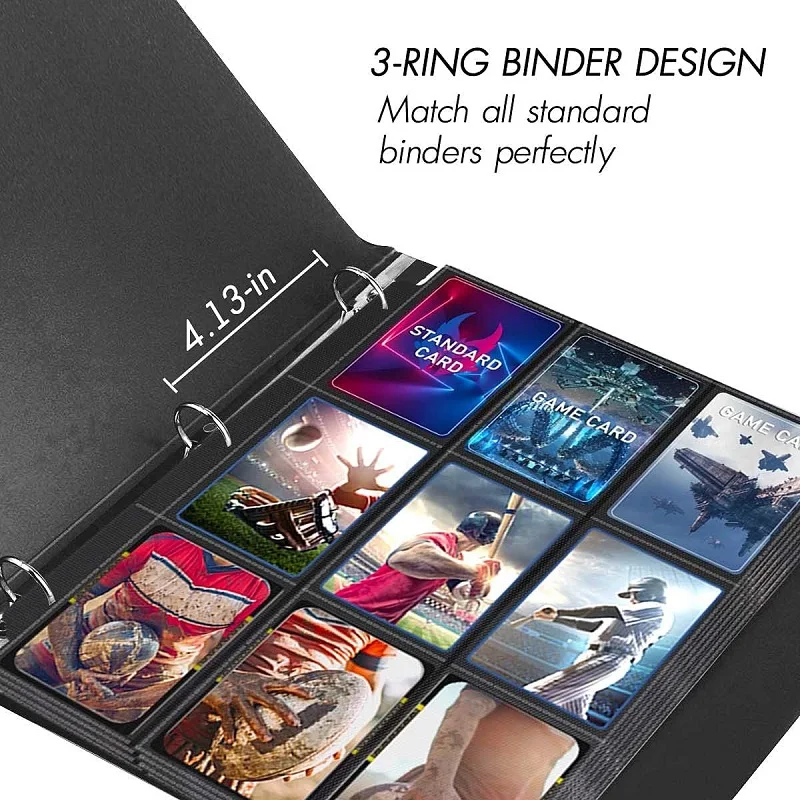 Trading Card Sleeves Binder 900 Pockets Baseball Card Sleeves Fit For 3 Ring Holder Protector