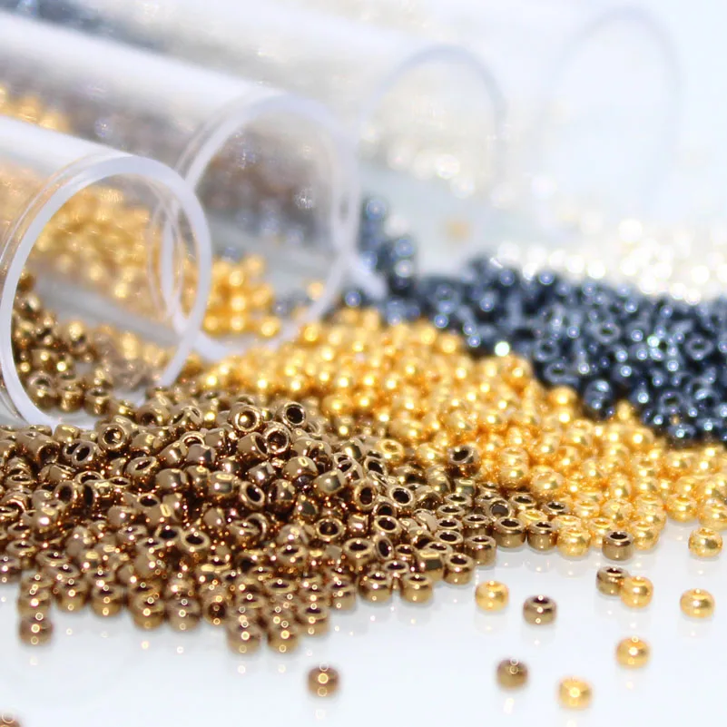 Glass Beads Metallic Beads Metallic Color TAO Round Beads 2.0MM 10Grams/Tube Japanese Glass Beads For DIY Needle Work Dress Adornment