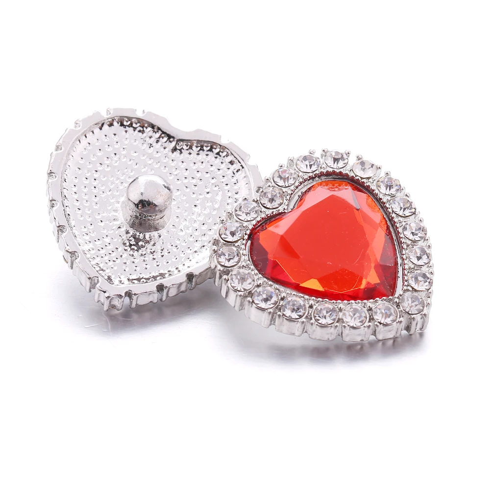 20pcs Snap Jewelry 18mm Snap Buttons Rhinestone Heart Metal Snaps Jewelry Fit Snap Button Necklace