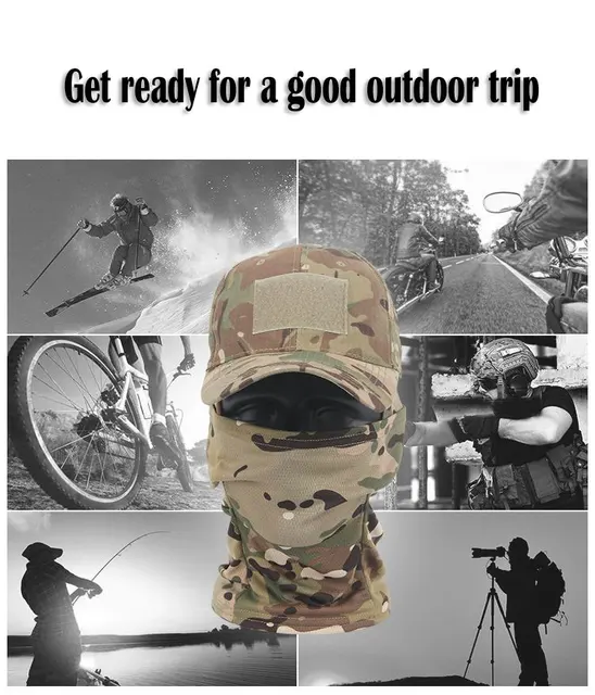 Tactical Balaclava Baseball Caps Full Face Mask Set Men Summer Snapback Sun Hat Outdoor Hunting Camouflage Balaclava 6