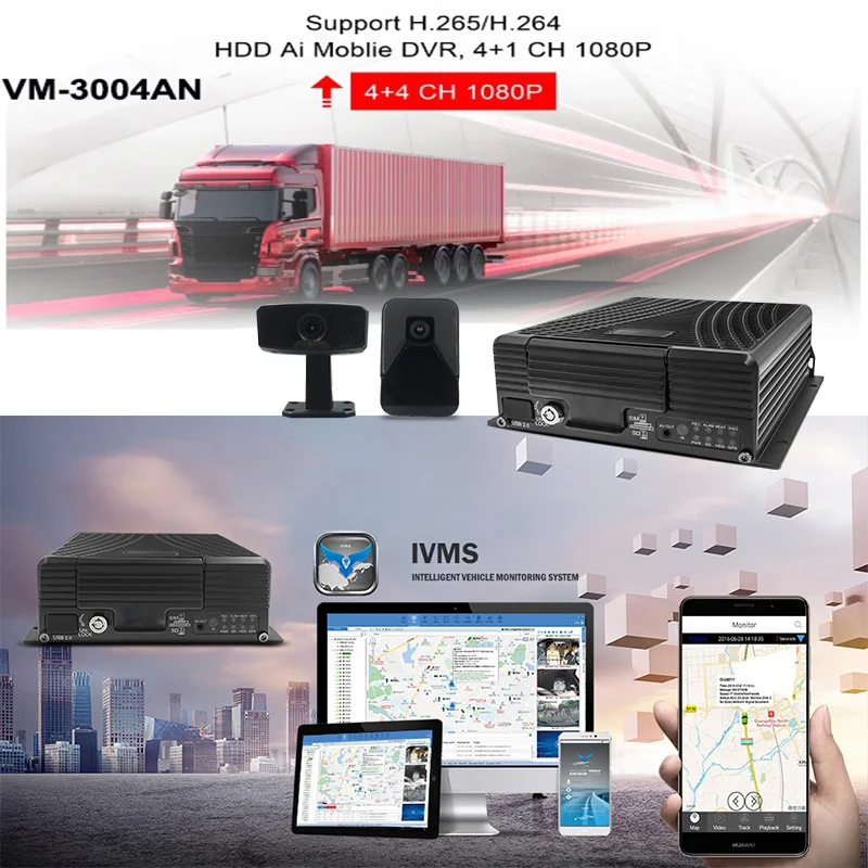 AI 4채널 AHD VGA MDVR 시스템 1080P MDVR GPS 4G WiFi HDD/SSD 최대 2TB 저장용량 트럭 및 버스용 MDVR