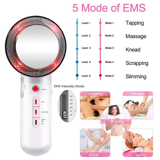 3in 1 EMS 초음파 캐비테이션 무게추 감량 기계는 복부 및 다리를 위한 초음파 마사지, 지방을 밀어내는 기능 및 지방을 폭발시키는 기능을 결합한 제품입니다.