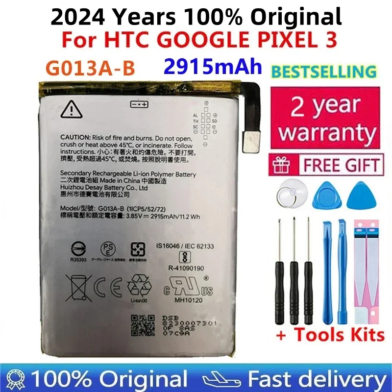 

2024 Years 2915mAh G013A-B Battery For HTC GOOGLE PIXEL 3 G013B G013A Phone Latest Production High Quality Battery+Fast Shipping