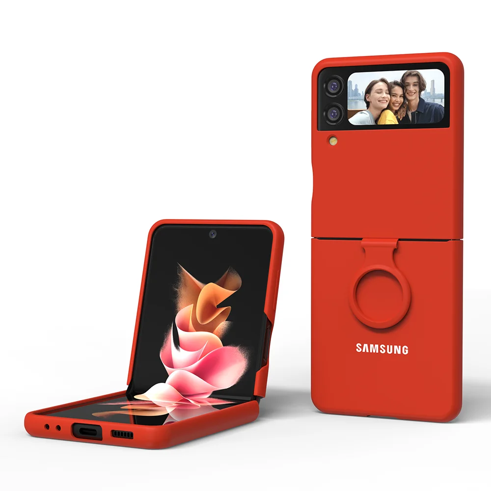 Back cover- material: Liquid Silicone, With Ring, Foldable-red- Smart cell direct 