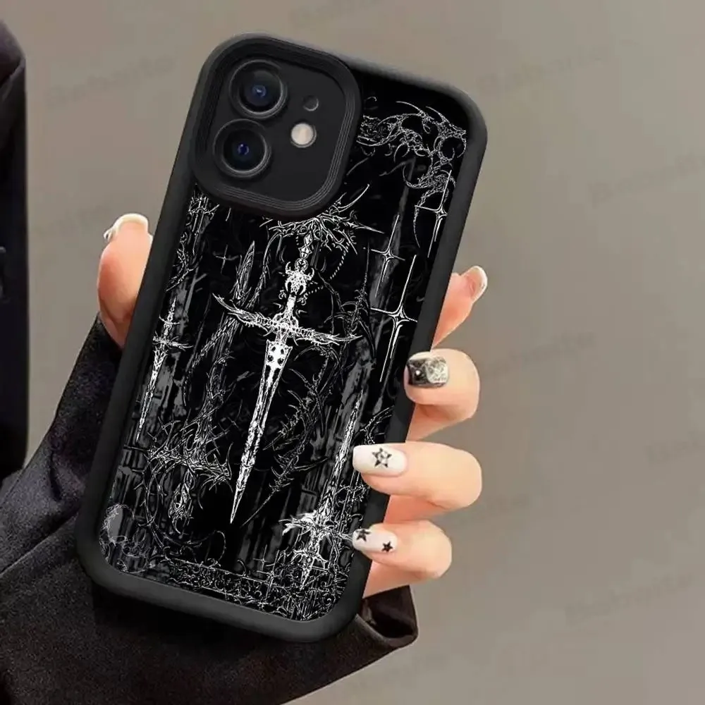 Soft Retro Gothic Cyber Sigil Cross Back Cover Phone Case
