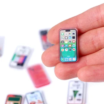 5 Pezzi Miniatura di Telefono Cellulare 1:12 per Casa delle Bambole, Modello di Smartphone Simulato alla Moda e Compatto, Accessori per Giochi di Ruolo per Bambini