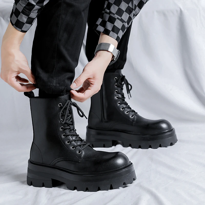 Winter Breathable Men Boots Fashion Street Style Casual Shoes Personalized Trend High Top Men Shoes Comfortable Casual Boots 3