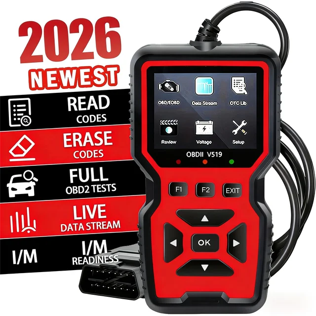V519 Professional OBD2 Scanner - USB-powered, real-time data diagnostic tool for checking engine lights in most cars