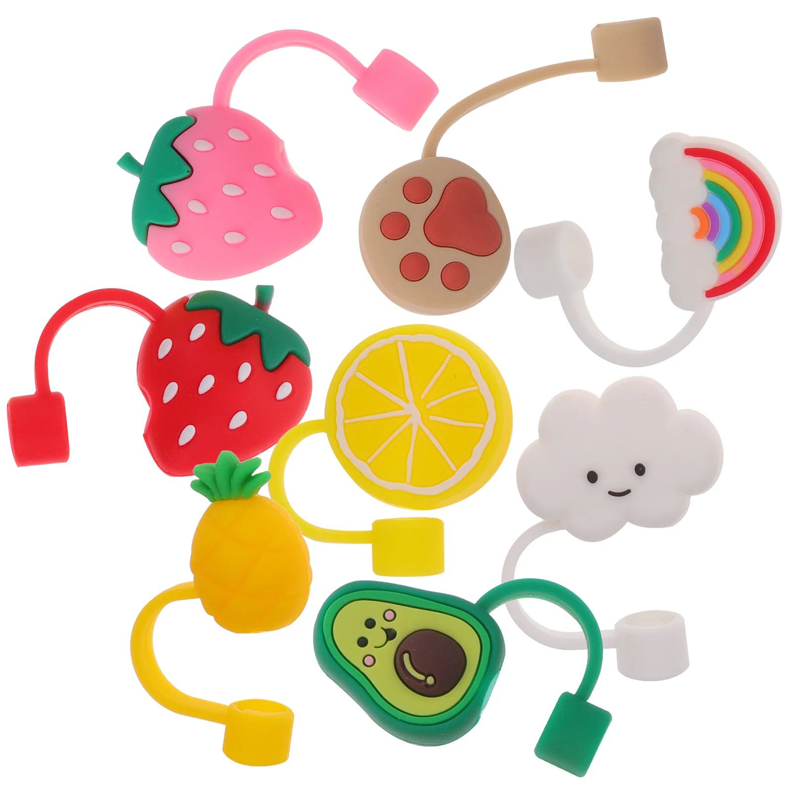 

8 Pcs Bent Pipe Straw Dust Plug Silicone Covers Toppers for Tumblers Silica Gel Tips Protector