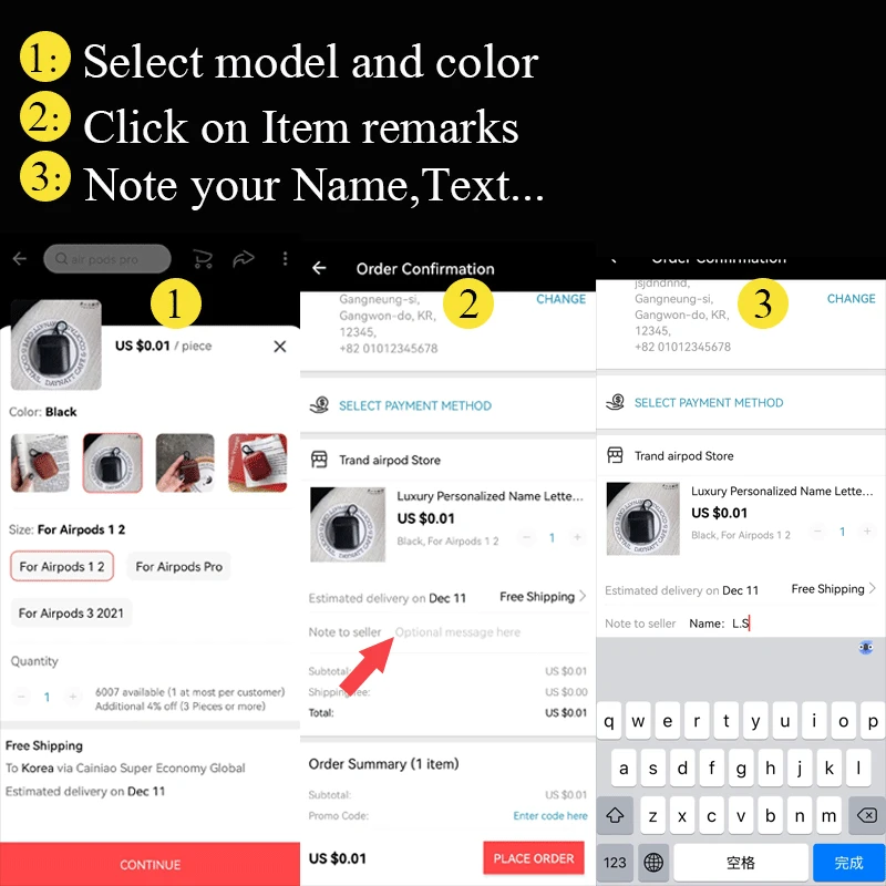 Airpods 3 Pro 2 1 용 고급 열매 피부 하드 이어폰 케이스 무색 이름 문자 맞춤형 맞춤형 보호 커버 케이스