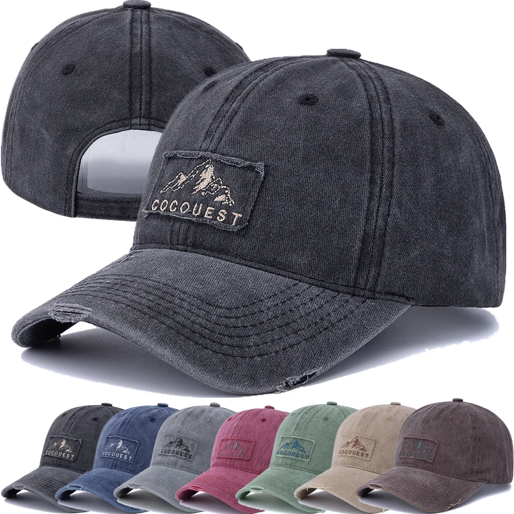 Neue Stil Unisex Gewaschene Baumwolle Vintage Baseball Kappe Berggipfel Stickerei Outdoor Sport Papa Hut Für Männer Und Frauen