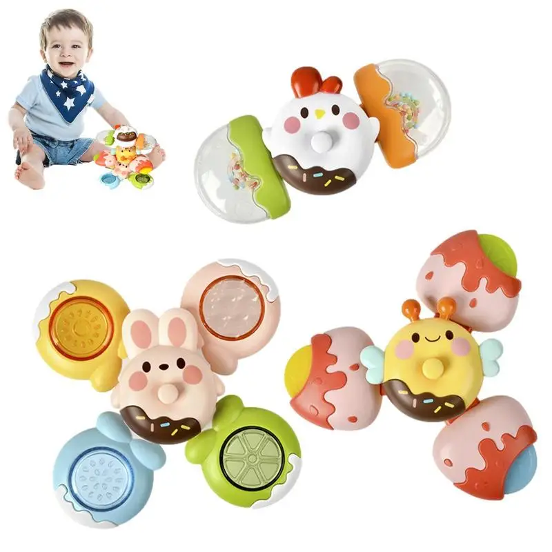 

3pcs Boy Children Bathing Sucker Spinner Suction Cup Animal Swimming Toy Baby Bath Toys For Kids Funny Child Rattles Teether