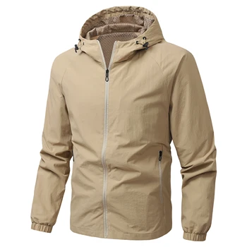 الخريف مقنعين سترة الرجال ملابس العمل معطف رياضي وزرة رقيقة تنوعا عادية مقاوم للماء يندبروف في الهواء الطلق سترات رجالية عادية 2