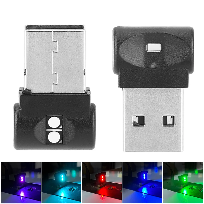 

7 Colors Changing USB LED Lights Car Interior Atmosphere Decorative Light Colorful Auto Home PC Ambient Light Mini Bulb