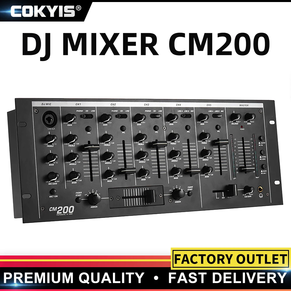 Numark Cm200 Mixer Dj Montabile Su Rack A 5 Canali-Console Di Miscelazione Mixer Stereo Per Montaggio Su Rack Dj