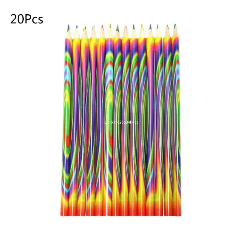 20 Pcs 무지개 색연필 4 in 1 어린이 학생 그리기 Dropship을위한 색칠 연필