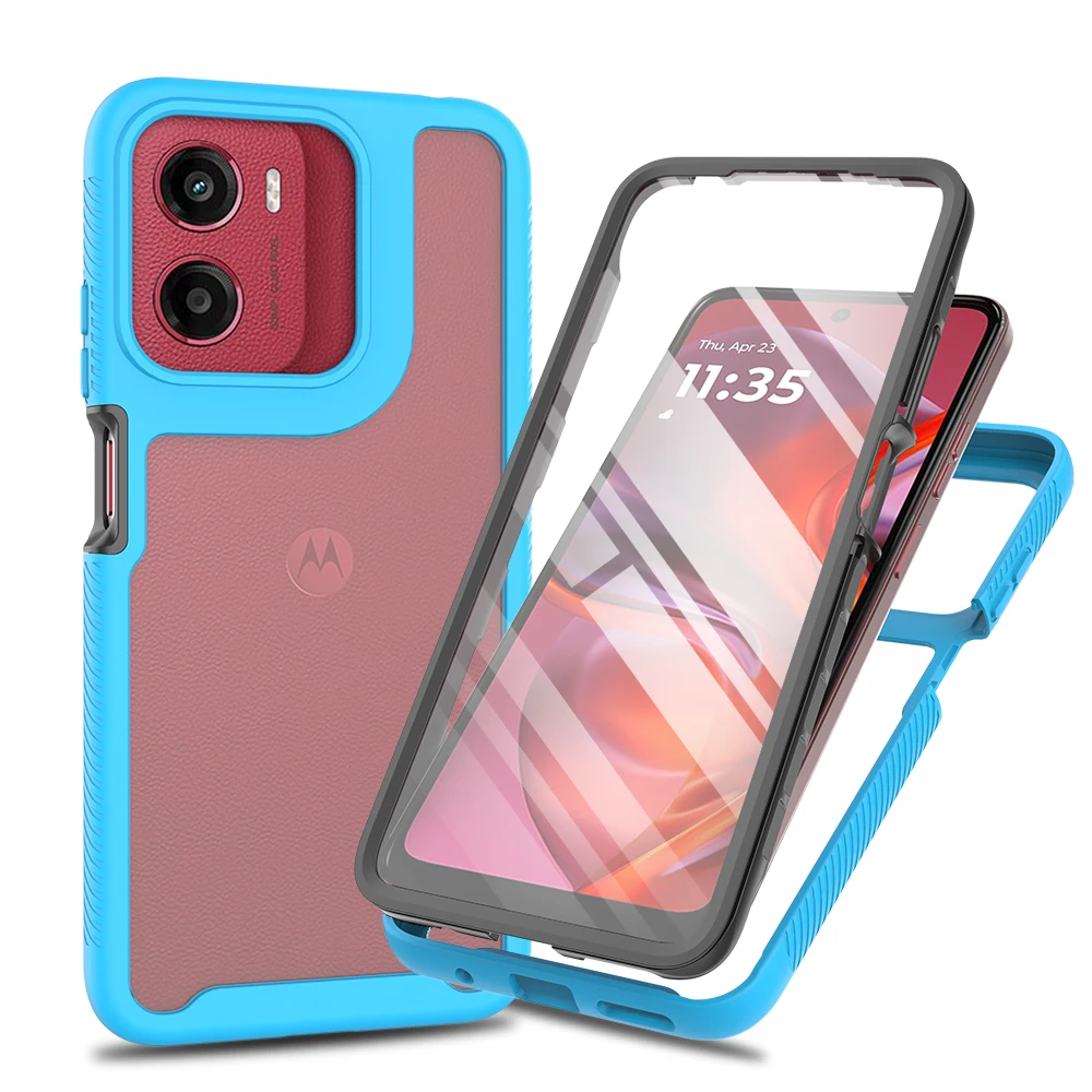 Shockproof Clear Case with Built-in Screen Protector - Full Body Rugged Defender Cover