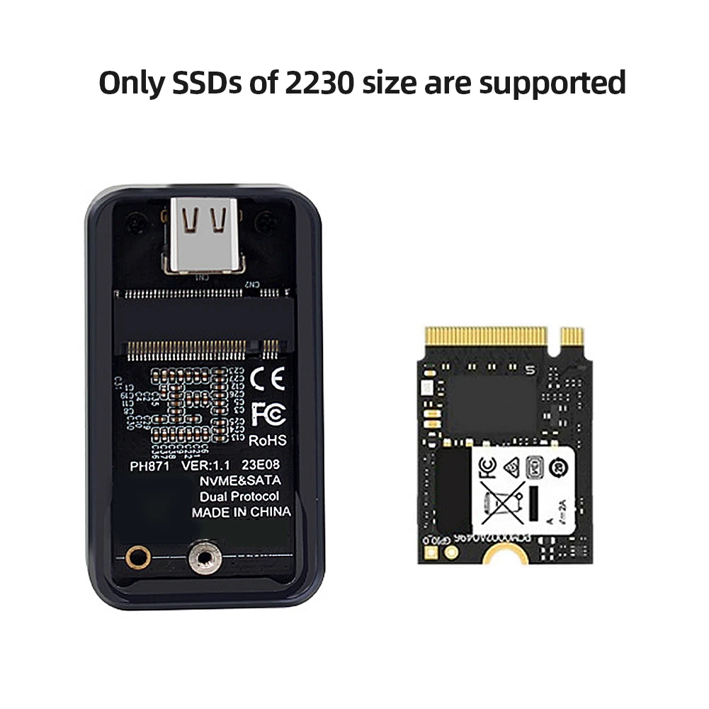  ϵ ũ ڽ   SSD 2230, M.2 NVMe  Ŭ, CŸ USB3.1 SSD Ŭ , Gen2, 10Gbps