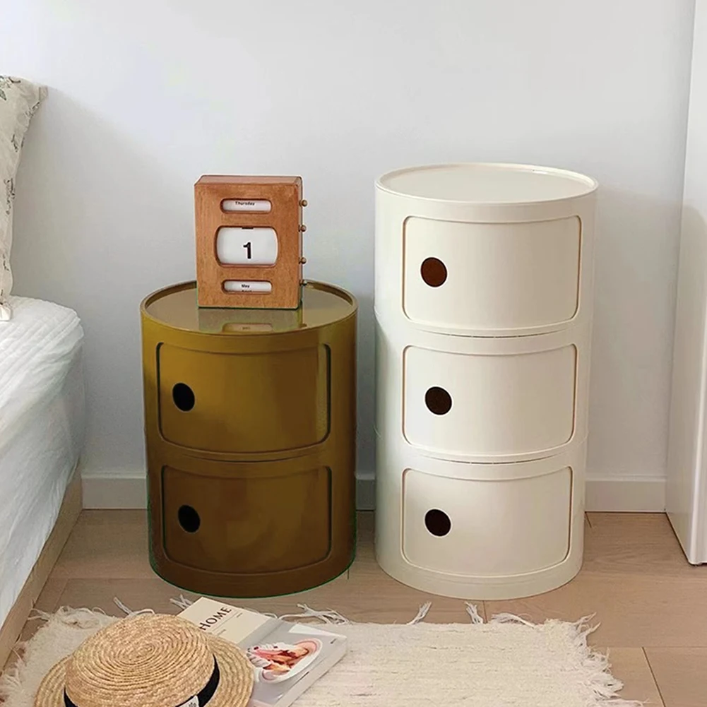 2/3 Layer Nordic Round Bedside Table Creative Sofa Side Table Bedroom Small Side End for Living Room Bedroom