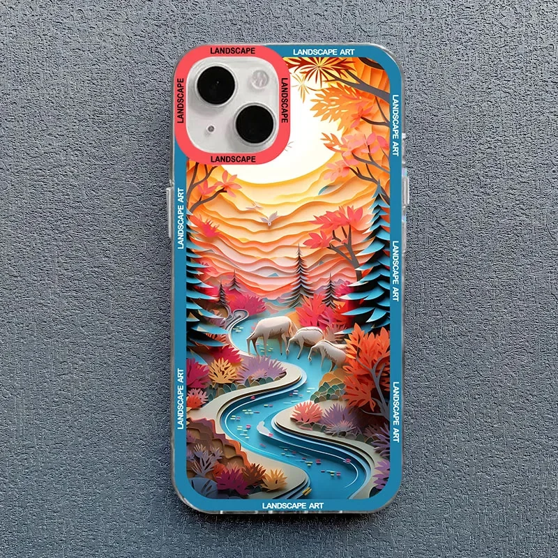 Custodia Per Telefono Con Stampa Paesaggistica Per Iphone 14 15 13 Pro Max 12 Mini 11 Xs X Xr Se 20 7 8 Plus Creative Mountains Soft Cover Fundas