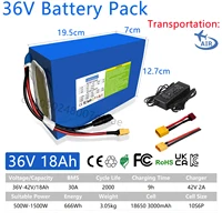 36V 18AH 15AH 12AH 9AH batterie au Lithium Rechargeable 100-1300W moto électrique Scooter vélo avec batterie BMS 1