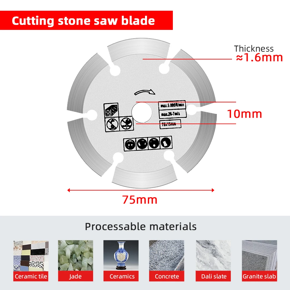 Cutting Disc 5pcs/Set 75mm 3Inch Grinding Wheel Metal Woodworking Stone Marble for Mini Angle Grinder