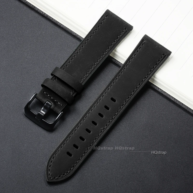 Vintage Leather Watch Strap - Universal Cowhide Watchband for Women & Men in Black, Blue, Brown