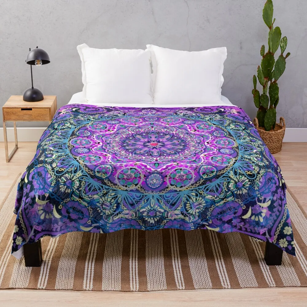 

Cosmic Love Mandala Throw Blanket Designer Blankets Beach Blanket